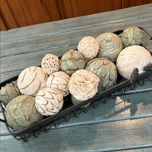 Set of 18 Decorative Lightweight Sphere Orb Set Aqua Blue/Green Cream Decor ONLY